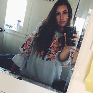 Free People floral mini off the shoulder dress